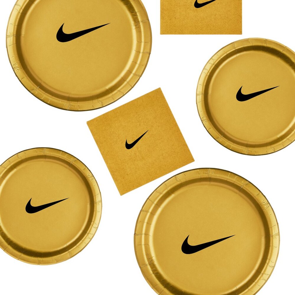 Custom Retro Basketball Party Tableware Set | Gold with Black Design | 45PCS